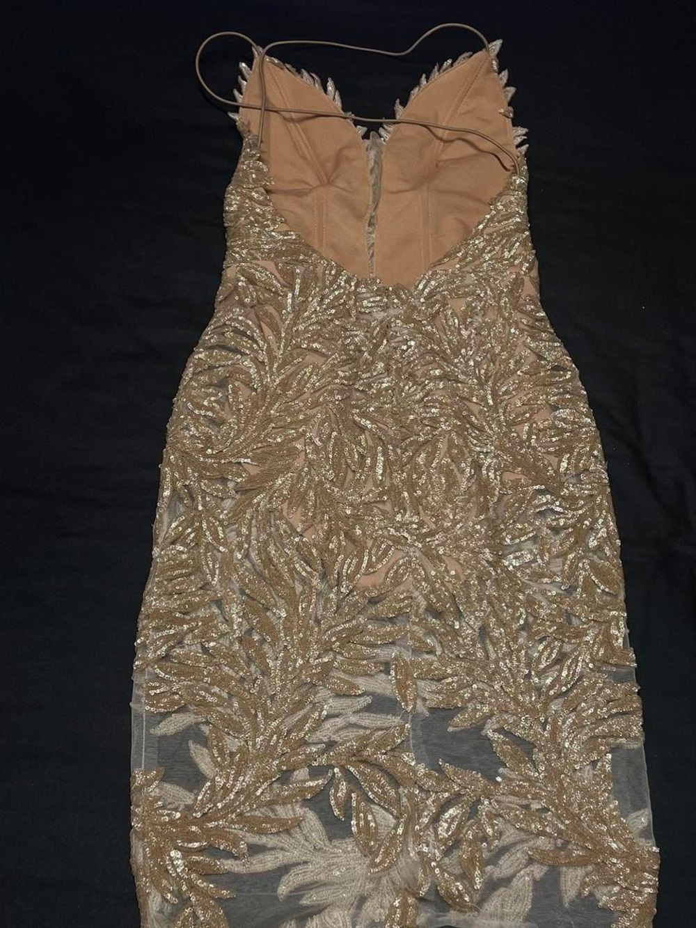 Nadine Merabi Gold Talia sequin embroidery dress in size XS 0 - Picture 6 of 8